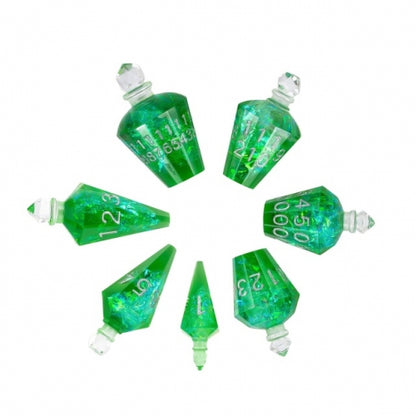 TwoFaad - Wildfire Potion Bottle Green 7- Piece Dice Set