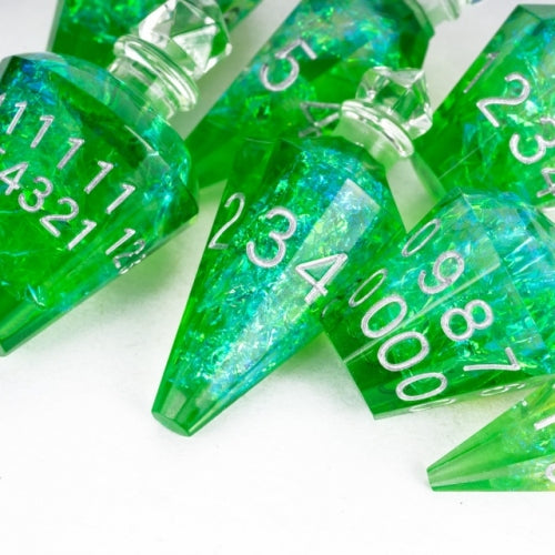 TwoFaad - Wildfire Potion Bottle Green 7- Piece Dice Set