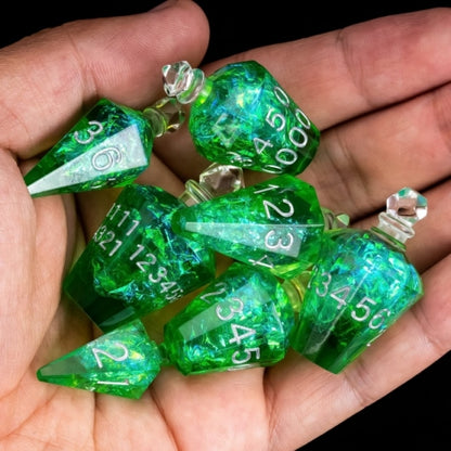 TwoFaad - Wildfire Potion Bottle Green 7- Piece Dice Set