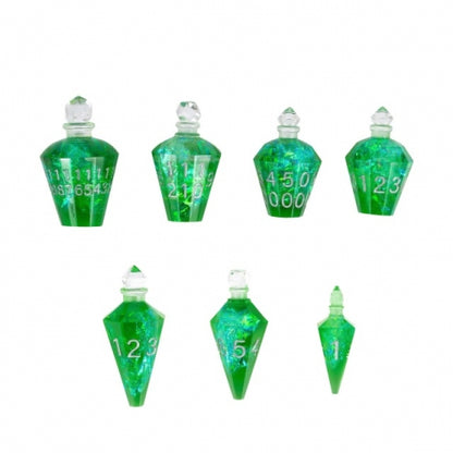 TwoFaad - Wildfire Potion Bottle Green 7- Piece Dice Set