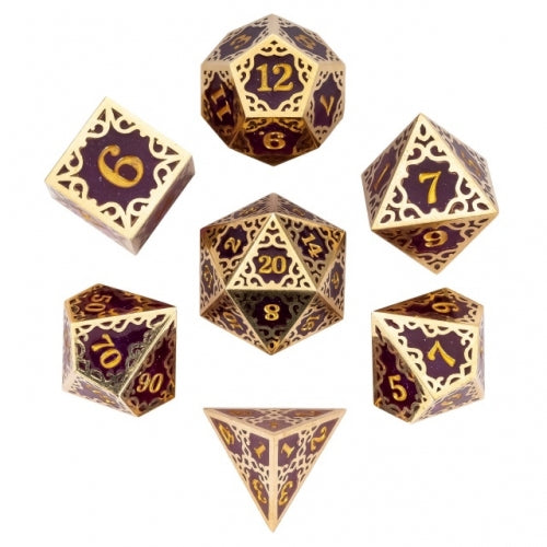 TwoFaad - Dayne  Gold & Purple Metal & Resin 7- Piece Dice Set