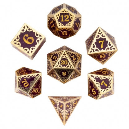 TwoFaad - Dayne  Gold & Purple Metal & Resin 7- Piece Dice Set