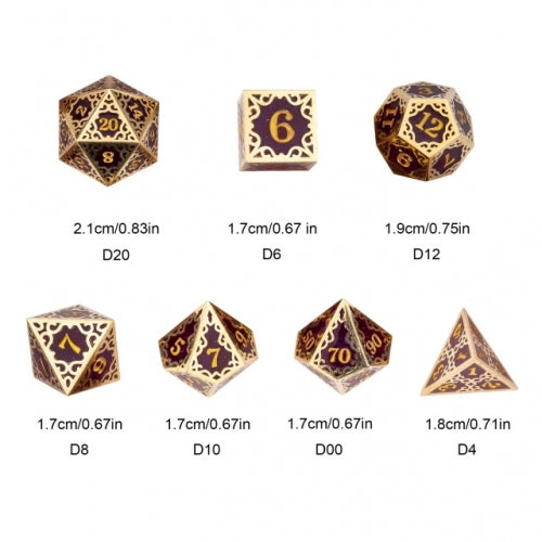 TwoFaad - Dayne  Gold & Purple Metal & Resin 7- Piece Dice Set