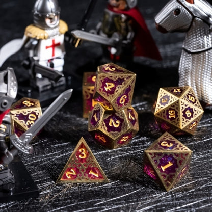 TwoFaad - Dayne  Gold & Purple Metal & Resin 7- Piece Dice Set