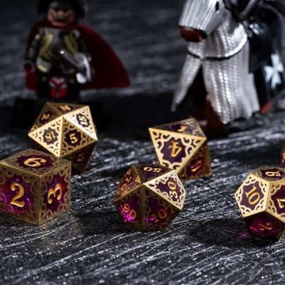TwoFaad - Dayne  Gold & Purple Metal & Resin 7- Piece Dice Set