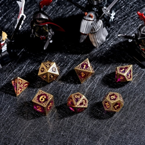 TwoFaad - Dayne  Gold & Purple Metal & Resin 7- Piece Dice Set