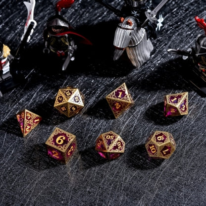 TwoFaad - Dayne  Gold & Purple Metal & Resin 7- Piece Dice Set