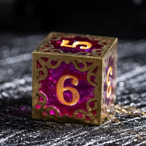 TwoFaad - Dayne  Gold & Purple Metal & Resin 7- Piece Dice Set