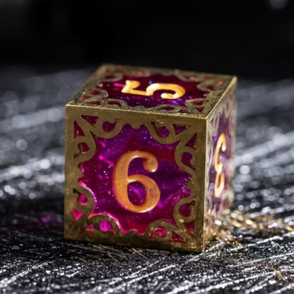 TwoFaad - Dayne  Gold & Purple Metal & Resin 7- Piece Dice Set