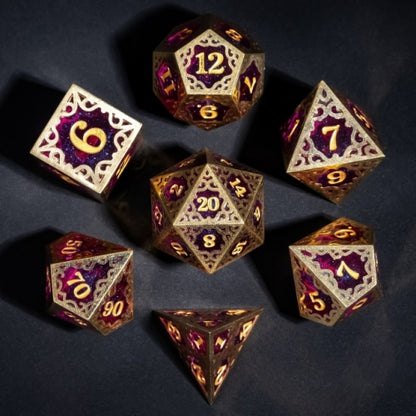 TwoFaad - Dayne  Gold & Purple Metal & Resin 7- Piece Dice Set