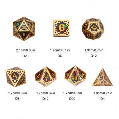 TwoFaad - Tully Gold, Red & Blue Metal & Resin 7- Piece Dice Set