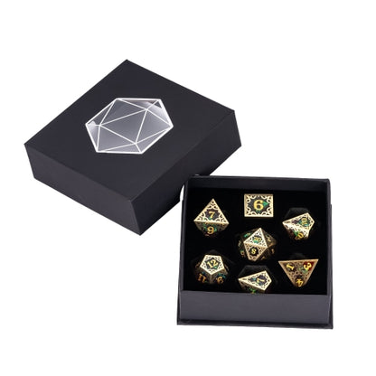 TwoFaad - Tully Gold, Red & Blue Metal & Resin 7- Piece Dice Set