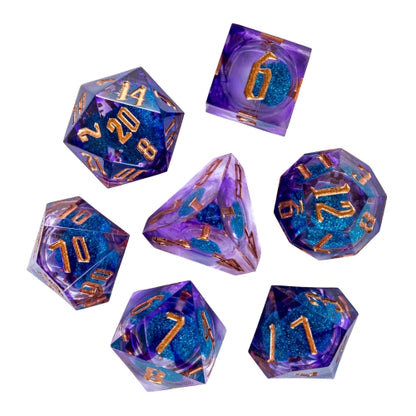 TwoFaad - Froamyss Purple & Blue Liquid Core 7- Piece Dice Set