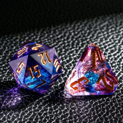 TwoFaad - Froamyss Purple & Blue Liquid Core 7- Piece Dice Set