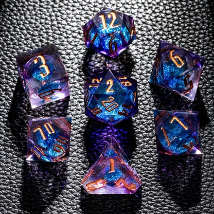 TwoFaad - Froamyss Purple & Blue Liquid Core 7- Piece Dice Set
