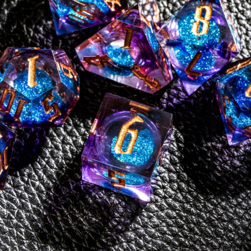 TwoFaad - Froamyss Purple & Blue Liquid Core 7- Piece Dice Set