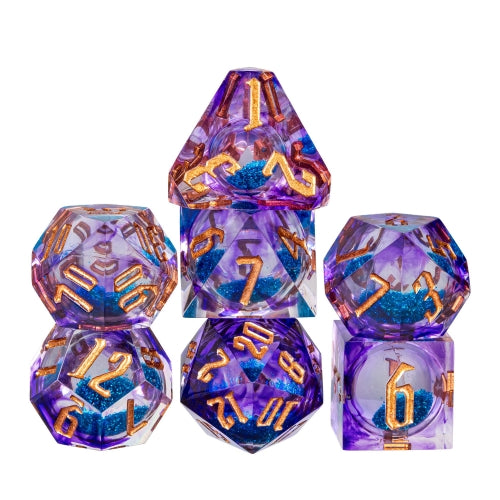 TwoFaad - Froamyss Purple & Blue Liquid Core 7- Piece Dice Set