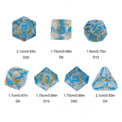 TwoFaad - Zundroroass Blue & Silver Liquid Core 7- Piece Dice Set