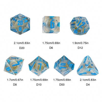 TwoFaad - Zundroroass Blue & Silver Liquid Core 7- Piece Dice Set