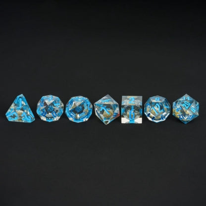 TwoFaad - Zundroroass Blue & Silver Liquid Core 7- Piece Dice Set