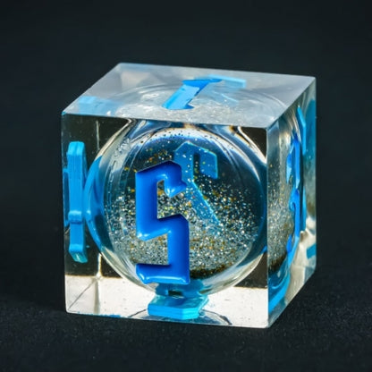 TwoFaad - Zundroroass Blue & Silver Liquid Core 7- Piece Dice Set