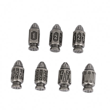 TwoFaad - Silver Metal Bullet 7- Piece Dice w/ Clip Case