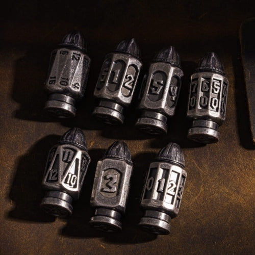 TwoFaad - Silver Metal Bullet 7- Piece Dice w/ Clip Case