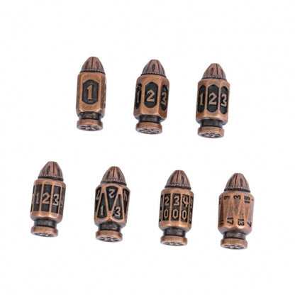 TwoFaad - Brass Metal Bullet 7- Piece Dice w/ Clip Case