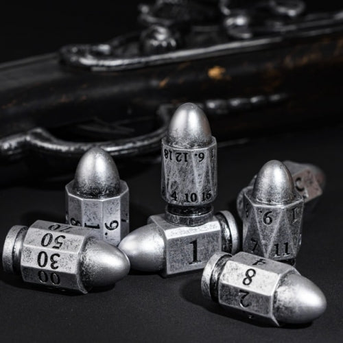 TwoFaad - Silver Resin Bullet 7- Piece Dice Set