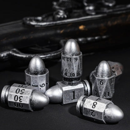 TwoFaad - Silver Resin Bullet 7- Piece Dice Set