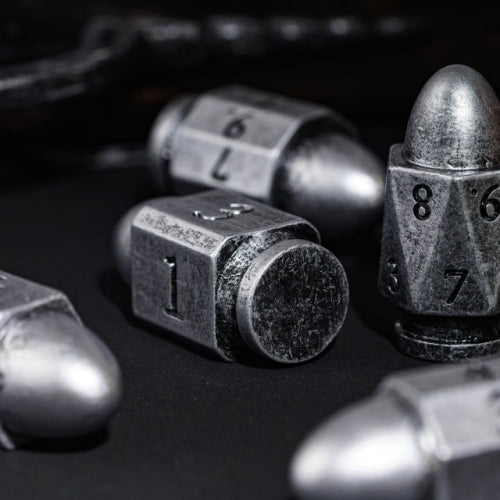 TwoFaad - Silver Resin Bullet 7- Piece Dice Set