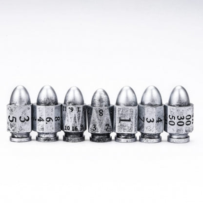 TwoFaad - Silver Resin Bullet 7- Piece Dice Set