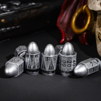 TwoFaad - Silver Resin Bullet 7- Piece Dice Set