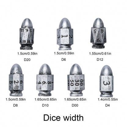 TwoFaad - Silver Resin Bullet 7- Piece Dice Set