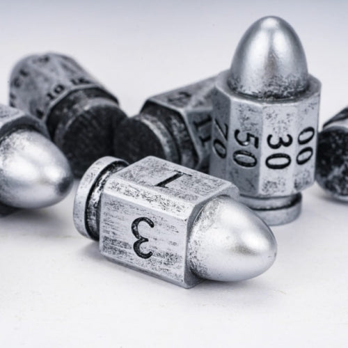 TwoFaad - Silver Resin Bullet 7- Piece Dice Set
