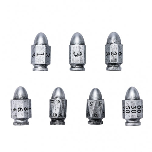 TwoFaad - Silver Resin Bullet 7- Piece Dice Set