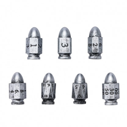 TwoFaad - Silver Resin Bullet 7- Piece Dice Set