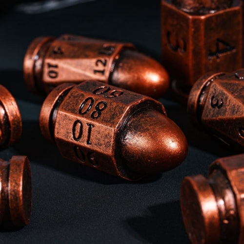 TwoFaad - Copper Resin Bullet 7- Piece Dice Set