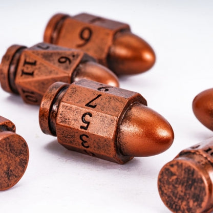 TwoFaad - Copper Resin Bullet 7- Piece Dice Set