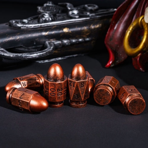 TwoFaad - Copper Resin Bullet 7- Piece Dice Set