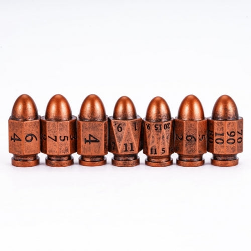 TwoFaad - Copper Resin Bullet 7- Piece Dice Set