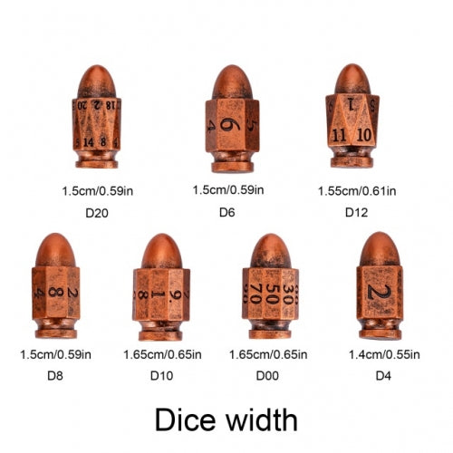 TwoFaad - Copper Resin Bullet 7- Piece Dice Set