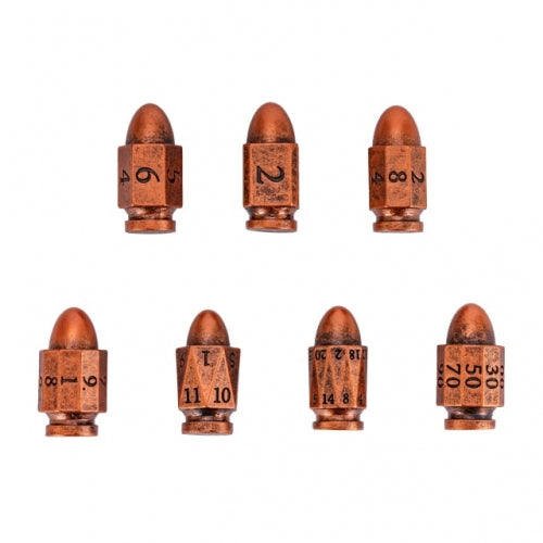 TwoFaad - Copper Resin Bullet 7- Piece Dice Set