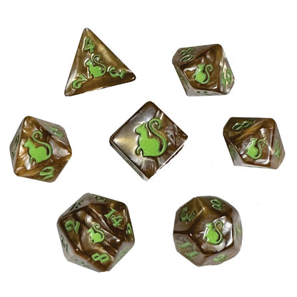 Black Oak Workshop - Kitty Clacks - Hazel 7 Set of Dice