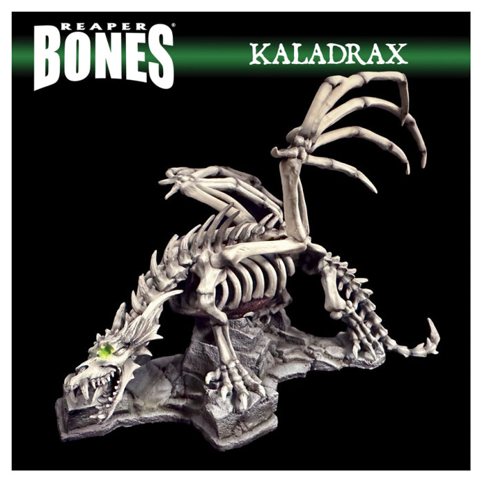 Reaper 77996 Bones Black: Kaladrax, Skeletal Dragon Bones Classic Deluxe Boxed Set