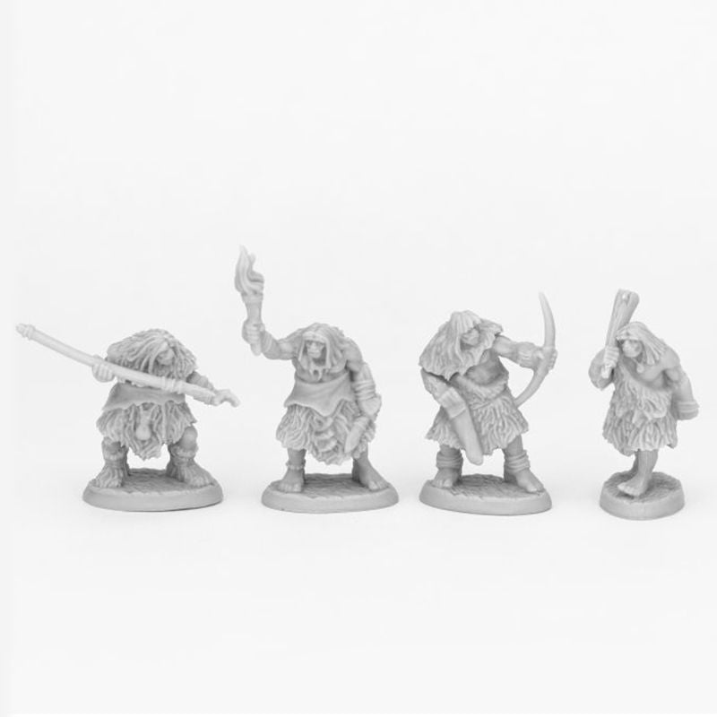 Reaper 44086 Bones Black: Black Bear Tribe Cavemen (4)