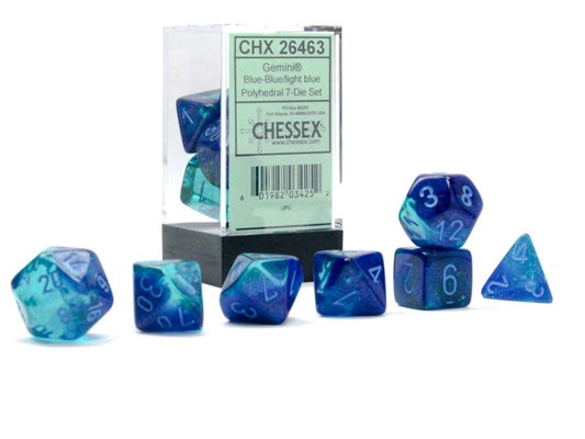 Chessex - 26463 Gemini Blue-Light Blue Luminary Dice