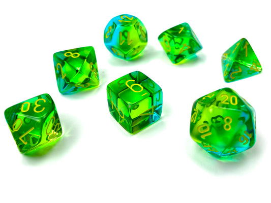 Chessex - 26466 Gemini Translucent Green-Teal/yellow