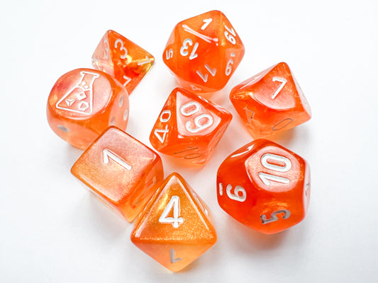 Chessex - 30052 Lab Dice Borealis Blood Orange/white Luminary