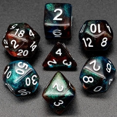 Galaxy Dice - Dark Red & Blue w/White Numbers